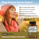 Mushroom Defense Formula - Immune Support Supplement | Organic Mushrooms, Hot Water Extracted - Reishi, Chaga, Maitake, Shiitake & Turkey Tail (90 Capsules)