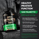 Saw Palmetto For Men 640Mg - Pumpkin Seed | Nettle | Zinc & Pygeum - Prostate Health & Urinary Supplement - Dht Blocking & Hair Support - 45% Fatty Acids, Clinical Strength - Made In Usa, 120 Capsules
