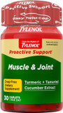 Tylenol Proactive Support* Muscle & Joint Supplements, Drug Free, Tamarind + Turmeric Supplement + Cucumber Extract To Improve Joint Comfort & Flexibility*, 30 Ct