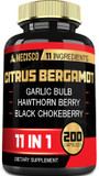 11In1 Citrus Bergamot Supplement 1000Mg With Olive Leaf, Hawthorn Berry, Guggul, Garlic, And More - Support Immunity, Circulatory System & Overall Health - 200 Capsules