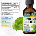 Bio Krauter Ginkgo Biloba Extract - Liquid Ginkgo Biloba Supplements For Brain - Vegan, Alcohol & Sugar Free - 4 Fl Oz