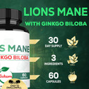 Lions Mane With Ginkgo Biloba Supplement - 60 Capsules - Extra Strength For Restful Mind, Brain Health, Immune System & Focus - Gluten-Free, Non-Gmo Lions Mane With Ginkgo Biloba Supplement - 60 Capsules - Extra Strength For Restful Mind, Brain Health, Immune System & Focus - Gluten-Free, Non-Gmo