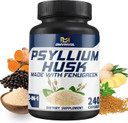 Bmvinvol Psyllium Husk Capsules Fiber Supplement With Fenugreek, Turmeric, Ginger, Black Pepper - Support Digestive System, Intestinal Health - 240 Count For 4 Month Supply
