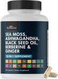 Bioschwartz Sea Moss Black Seed Oil Ashwagandha Ginger Supplement With Turmeric Berberine Hci Burdock Bladderwrack Resveratrol Elderberry Manuka Honey Apple Cider Vinegar Acv - 120 Sea Moss Capsules