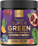 Super Green Powder Superfood - Spirulina, Chlorella & Digestive Enzymes, Red & Greens Powder, 20+ Amazing Superfoods Support Energy & Digestion, Antioxidant Green Blend, Vegan & Non-Gmo - 30 Servings
