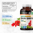 Bio Krauter Dan Shen Root Capsules - 1200 Mg Strength - 100 Red Sage Caps - Antioxidant Source - Salvia Miltiorrhiza Root - Vegan