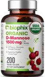 Biophix D-Mannose Usda Organic 1500 Mg 200 Veggie Caps - Supports A Healthy Bladder Urinary Tract, Non-Gmo, Vegan-Friendly