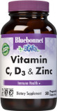 Bluebonnet Nutrition Vitamin C, D3 & Zinc, For Immune Health And Respiratory Function*, Soy-Free, Gluten-Free, Non-Gmo, Kosher Certified, Dairy-Free, 100 Vegetable Capsules, 100 Servings