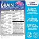 Brain Memory Supplement Pills - Nootropics Support For Concentration, Clarity, Alertness & Focus - Brain Health With Bacopa, Cognitive Vitamins, Phosphatidylserine, Dmae - Brain Booster - 60 Capsules
