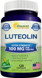 Luteolin 100Mg - 120 Capsules - Luteolin Supplement & Powder Complex Pills Commonly Taken With Quercetin - Supports Brain & Memory Health