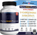 Memomax Force Extra Strength Brain Supplement, 60 Capsules, Memory Focus Support With Vitamins And Minerals (3)