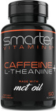 Smartervitamins 200Mg Caffeine Pills - Mct Oil From 100% Coconuts + 100Mg L-Theanine, Energy And Focus, Extended Release Capsule, 50 Liquid Softgels