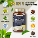 25 In 1 Brain Supplements For Memory And Focus & Neuro Health - Daily Brain Nootropic Cognitive Supplement With L-Tyrosine, Bacopa Monnieri, Ginkgo Biloba, Alpha Gpc - Non-Gmo, Gluten Free, Vegan
