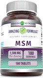 Amazing Formulas Msm 1500Mg 180 Tablets Supplement | Non-Gmo | Gluten Free | Made In Usa