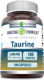 Amazing Formulas Taurine Amino Acid Supplement | 1000 Mg Per Serving | 100 Capsules | Non-Gmo | Gluten-Free | Made In Usa