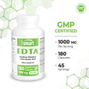 Supersmart - Edta 1000Mg Per Day - Calcium Disodium Edta Supplement | Non-Gmo & Gluten Free - 180 Vegetarian Capsules