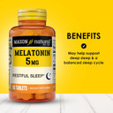 Mason Natural Melatonin 5 Mg With B6 & Calcium, Natural Sleep Aid, Supports Restful Sleep, 60 Tablets