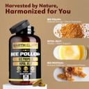 3-In-1 Organic Bee Pollen Capsule  Non-Gmo, Pure Raw Bee Pollen, Royal Jelly, Propolis Extract For Women & Men  Natural Energy, Immune & Vitality Support  180 Propolis Capsules