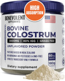 Bovine Colostrum Powder Supplement (3000Mg + 40% Igg + No Fillers) Supports Gut & Digestive Health, Muscle Recovery & Growth, Immune Support - Unflavored & Easy To Mix - Grass Fed - 60 Servings