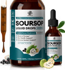 Soursop Graviola Liquid Drop With Elderberry & Lion Mane Mushroom, Soursop Bitter Liquid For Immune, Gut, Antioxidants, Cell & Energy Support, Sugar-Free, 3X Power Herbal, Natural Flavor, 1 Fl Oz