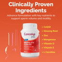 Conceive Plus Motility Support For Men - Boost Sperm Volume & Count - Vitamin D, Vitamin E, Zinc, Spermidine, Antioxidants - Sperm Motility - Multivitamin Supplement For Men, 60 Caps