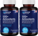 Sod Antioxidants Complex Healthy Aging Supplement, 400Mg Of Superoxide Dismutase, Alpha Lipoic Acid, Green Tea Extract, L-Arginine, Lysine, Akg, Vitamin A, Vitamin E - 60 Capsules -2 Bottles