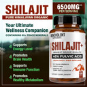 6,500Mg Shilajit Supplement With 40% Fulvic Acid (High Absorption) | Shilajit Mineral Supplement With 85+ Trace Minerals For Energy, Performance & Immune Health - 120 Capsules