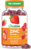 Lifeable Zinc Gummies | 50Mg | Great Tasting Natural Flavor Zinc Vitamins | Gluten Free, Vegetarian, Gmo-Free Zinc Chewable | For Immune Support | 90 Gummies
