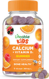 Lifeable Kids Calcium Gummies With Vitamin D3 | 500 Mg Calcium With Vitamin D3 1000 Iu | Great Tasting Calcium Supplement For Kids | For Bone Health And Teeth Growth | 60 Gummies