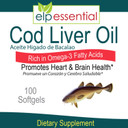 Cod Liver Oil 100 Softgels Aceite De Higado De Bacalao Capsules 100'S