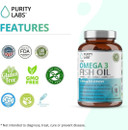Purity Labs Omega 3 Fish Oil 3000Mg  Dha & Epa Omega 3 Fatty Acid Supplements To Support Heart And Brain Health - Immune Support Supplement - 180 Softgels (60 Servings)