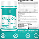 Nattokinase Supplement 4000 Fu Organic With Antarctic Krill Oil Omega 3 Softgels 2000Mg | Dha | Epa | Nattokinase Derived From Japanese Natto | Cardiovascular & Heart Health Support | 60 Softgels