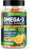 Omega 3 Fish Oil Gummies With Epa & Dha From Wild Fish - Triple Strength Omega 3 Fish Oil Gummy, Supports Healthy Heart, Brain & Immune System, Burpless & Natural - 60 Gummies, 30 Day Supply