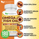 Omega 3 Fish Oil 3750Mg Triple Strength | Epa 1200Mg + Dha 900Mg Fatty Acids | Fish Oil Omega 3 Supplement | Promotes Healthy Heart, Immune System, Eyes, Skin & Brain Function | 180 Burpless Softgels