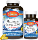 Carlson - Maximum Omega 2000, 2000 Mg Omega-3 Fatty Acids Including Epa And Dha, Wild-Caught, Norwegian Fish Oil Supplement, Sustainably Sourced Fish Oil Capsules, Lemon, 60 Softgels