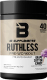 Iron Brothers Supplements Ruthless Preworkout Powder Supplement For Men & Women - Creatine Free - Performance Energy & Workout Focus, Superhuman Pre Workout - 40 Serve - Nitric Oxide Booster