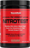 Musclemeds Nitrotest Pre-Workout Supplement Drink, Boost Nitric Oxide, Testosterone, Blue Raspberry, 30 Serving, 1.04 Pound, 1 Count