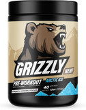 Grizzly Pre Workout Powder For Men & Women - Essential Aminos L-Citrulline & Beta Alanine Plus Caffeine - Preworkout Energy Drink Mix For Intense Power Focus & Pump - Arctic Ice - 40 Servings