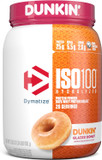 Dymatize X Dunkin' Glazed Donut Iso100 Whey Protein Powder, 25G Of Protein, 20 Servings, 5.5G Bcaas, 120 Cal., Gluten Free, 1G Fat, 1G Sugar, 2G Carb