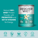 Designer Wellness Designer Whey Natural 100% Whey Protein Powder With Probiotics , Fiber, And Key B-Vitamins For Energy, Gluten-Free, Non-Gmo, Gourmet Chocolate 12 Oz