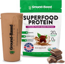 Ground-Based Nutrition Plant-Based Protein Superfood + Essential Greens Powder  Keto, Paleo, Low Calorie Organic Vegan Protein Powder, Non-Gmo, Gluten Free - 14 Servings,Chocolate