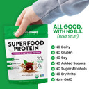 Ground-Based Nutrition Plant-Based Protein Superfood + Essential Greens Powder  Keto, Paleo, Low Calorie Organic Vegan Protein Powder, Non-Gmo, Gluten Free - 14 Servings,Chocolate