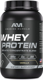 Amazing Muscle 100% Whey Protein Powder *Advanced Formula With Whey Protein Isolate As A Primary Ingredient Along With Ultra Filtered Whey Protein Concentrate (Vanilla, 2 Lb)