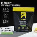 Ascent 100% Whey Protein Powder - Post Workout Whey Protein Isolate, Zero Artificial Flavors & Sweeteners, Gluten Free, 5.5G Bcaa, 2.6G Leucine, Essential Amino Acids, Mint Chocolate Chip, 1 Lb
