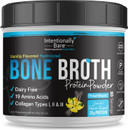 Intentionally Bare Bone Broth Organic Protein Powder Vanilla - Grass Fed Vanilla Protein With Collagen Types 1 2 & 3 - Keto Collagen Powder - Vanilla Collagen Powder For Joints & Gut - 20 Servings