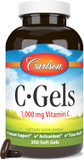 Carlson - C-Gels, 1000Mg, Vitamin C Softgels, Immune Support & Heart Health, Vitamin C Softgels, Antioxidant, Vitamin C Supplement, 250 Softgels