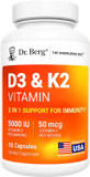 Dr. Berg Vitamin D3 K2 5000 Iu With Mct Powder | Powerful 7-In-1 Formulation | 4X Lab-Tested & Verified | High Absorption Formula | K2 D3 Vitamin Supplement - 60 Capsules
