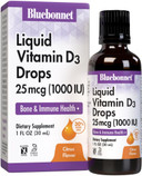 Bluebonnet Vitamin D3 1000 Iu 25Mcg Strong Bones & Immune Support Supplement - Liquid Vitamins For Women & Men - Lanolin Vit D Drops With Mct Oil - Non-Gmo, Vegetarian - Citrus Flavor - 1 Fl Oz