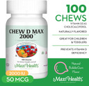 Maxi Health Chewable Vitamin D3 2000 Iu Supplement - Delicious Natural Bubble Gum Flavor - Supports Calcium Absorption, Immune And Bone Health In Adult Women, Men, Children & Toddlers - 200 Chews