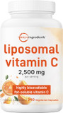 Liposomal Vitamin C 2,500Mg, 240 Veggie Capsules | Highly Bioavailable Fat Soluble Form | Immune Support & Antioxidant Supplement | Liposomal Delivery For Superior Absorption | Non-Gmo, Gluten Free